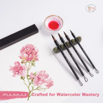 Fuumuui Calligraphy Brushes – Set of 4 with Hand-Polished Rosewood and Durable Flat-End Hanging Design - Image 7