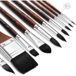 Fuumuui 10pcs Soft Synthetic Squirrel Hair Watercolor Brush Set With Flats Oval Wash - Image 9