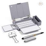 Fuumuui Portable Empty Watercolor Palette Set with 24 Half-Pans, Dual Buckets, Travel Brush, Carrying Bag & Paper Clip – Ideal for Outdoor and Studio Painting - Image 12