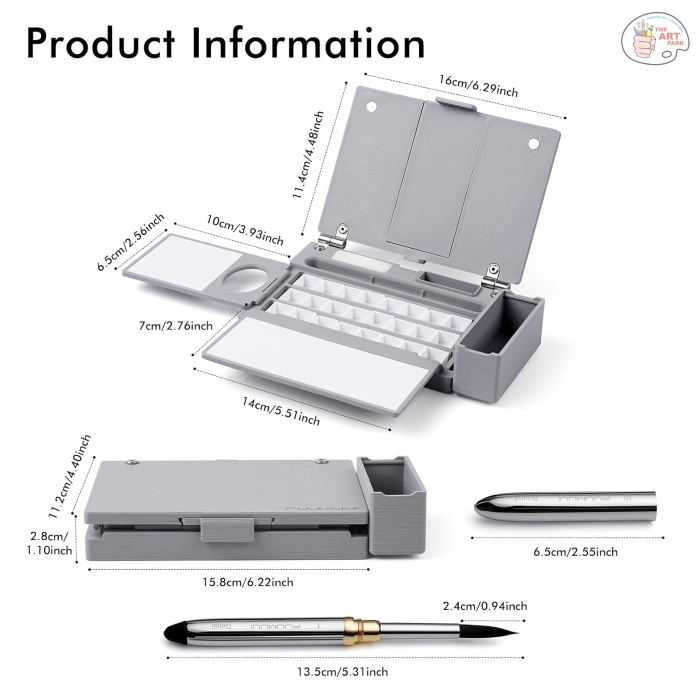 Fuumuui Portable Empty Watercolor Palette Set with 24 Half-Pans, Dual Buckets, Travel Brush, Carrying Bag & Paper Clip – Ideal for Outdoor and Studio Painting - Image 11