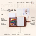 Fuumuui Watercolor Travel Set – 36-Color Travel Paint Kit with PU Leather Cover, 300gsm Cotton Paper, Double-Ended Travel Brush with Carbon Lead, Refillable Ring-Bound Design for Artists - Image 4