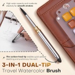 Fuumuui Watercolor Travel Set – 36-Color Travel Paint Kit with PU Leather Cover, 300gsm Cotton Paper, Double-Ended Travel Brush with Carbon Lead, Refillable Ring-Bound Design for Artists - Image 7