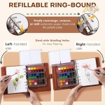 Fuumuui Watercolor Travel Set – 36-Color Travel Paint Kit with PU Leather Cover, 300gsm Cotton Paper, Double-Ended Travel Brush with Carbon Lead, Refillable Ring-Bound Design for Artists - Image 8
