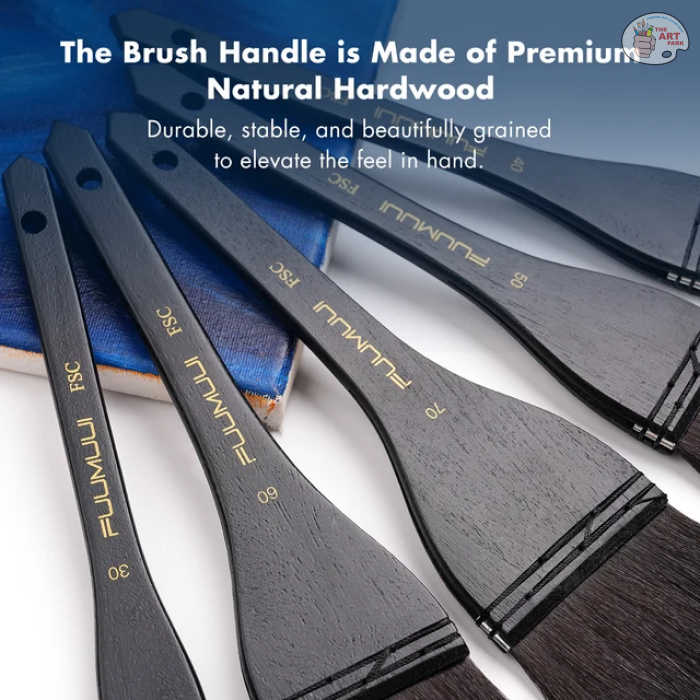 Fuumuui 5pcs Blue Hake Brushes Flat Watercolor Brushes - Image 7