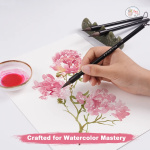 Fuumuui Calligraphy Brushes – Set of 4 with Hand-Polished Rosewood and Durable Flat-End Hanging Design - Image 2