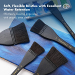 Fuumuui 5pcs Blue Hake Brushes Flat Watercolor Brushes - Image 8